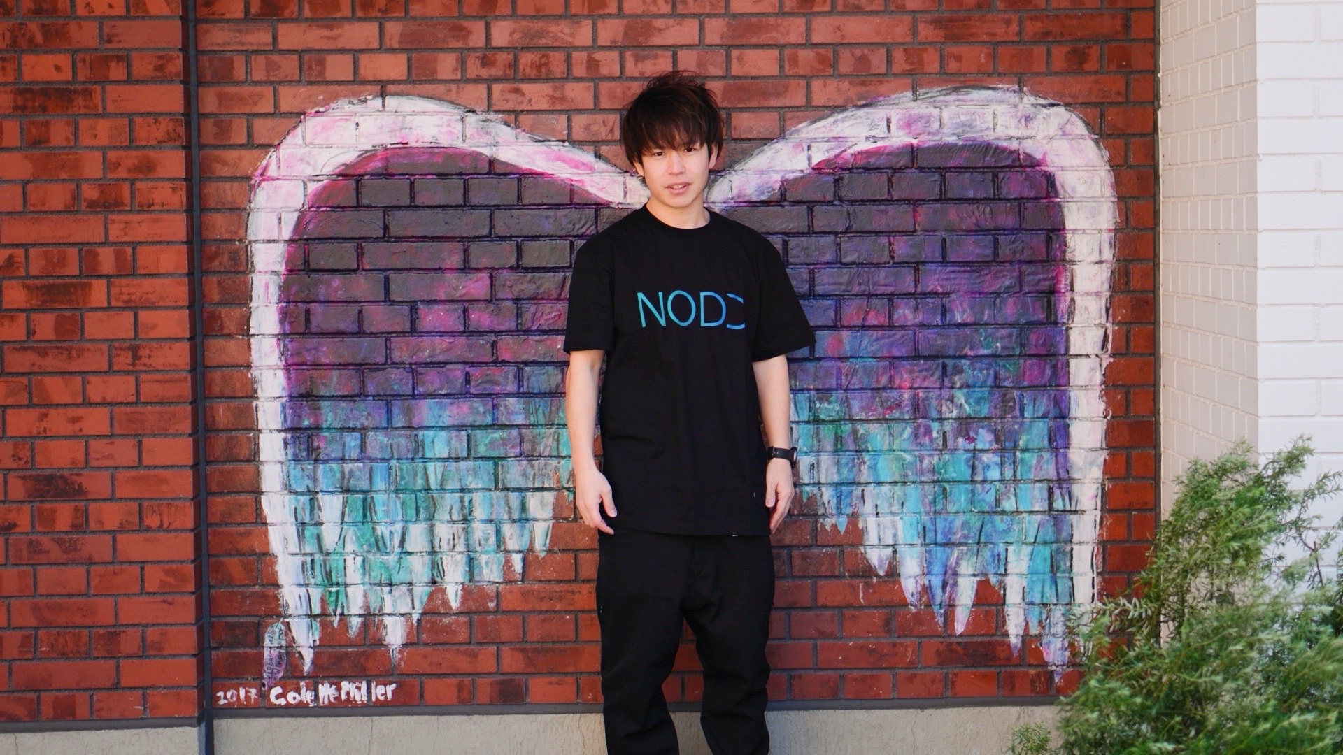 50回近く洗濯したNODDアパレルのプリント面（経年変化が分かる近距離カット）